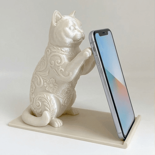 ブリティッシュショートヘアのルネサンス肖像画スマホスタンド(シルクホワイト)