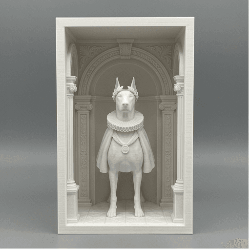 Doberman Renaissance Portrait Booknook Diorama