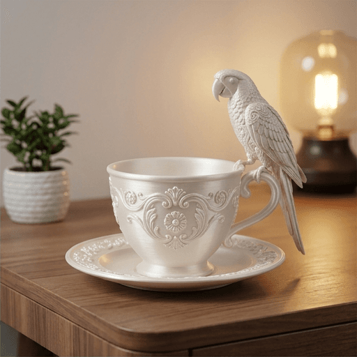 ベニコンゴウインコのルネサンス肖像画アクセサリートレイ(シルクホワイト) 2