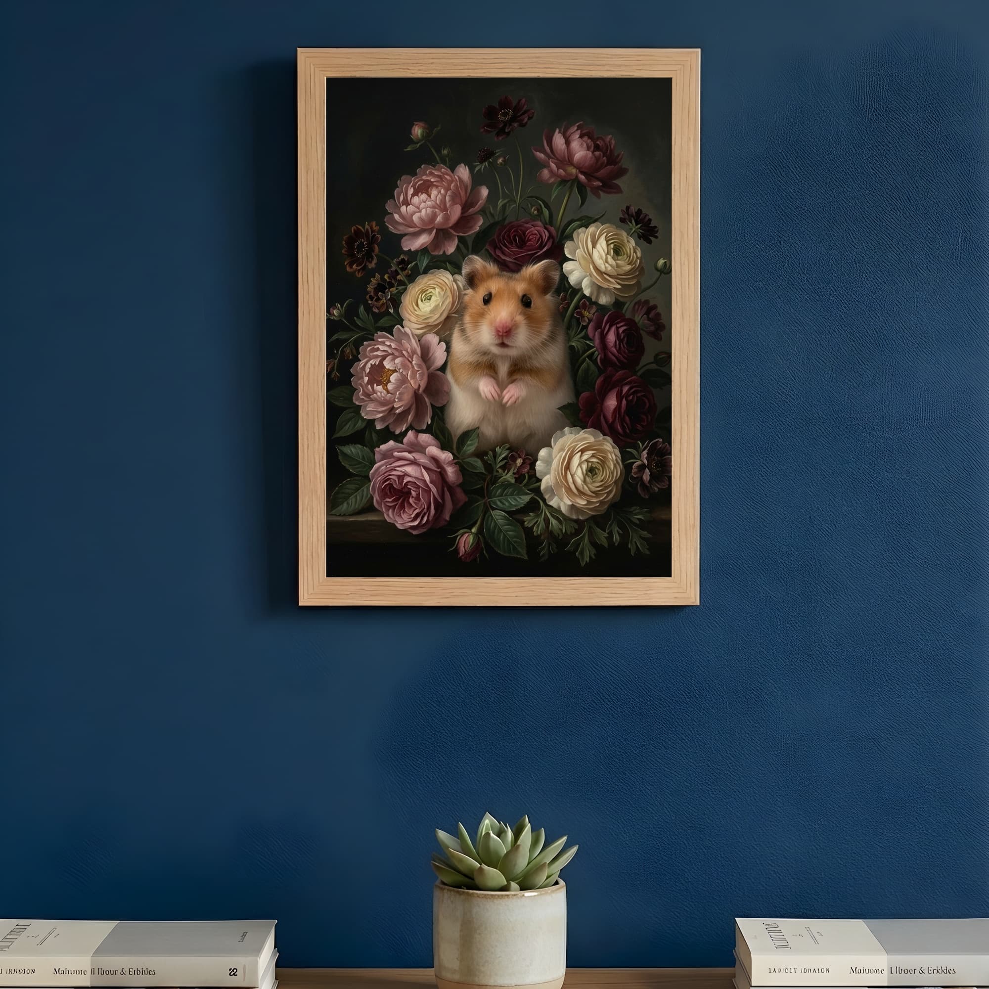 Fancy hamster Floral Oil-Painting Floral Framed Art Print (A4) 3