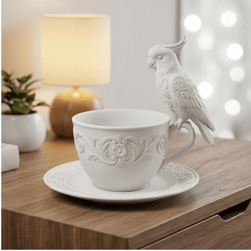 Sulphur-crested Cockatoo Renaissance Portrait Trinket Tray (Matte White) 2