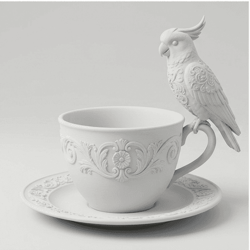 Sulphur-crested Cockatoo Renaissance Portrait Trinket Tray (Matte White) 3