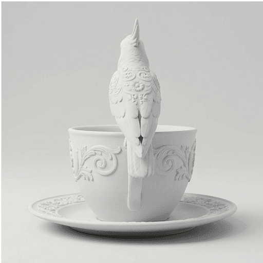 Sulphur-crested Cockatoo Renaissance Portrait Trinket Tray (Matte White) 4