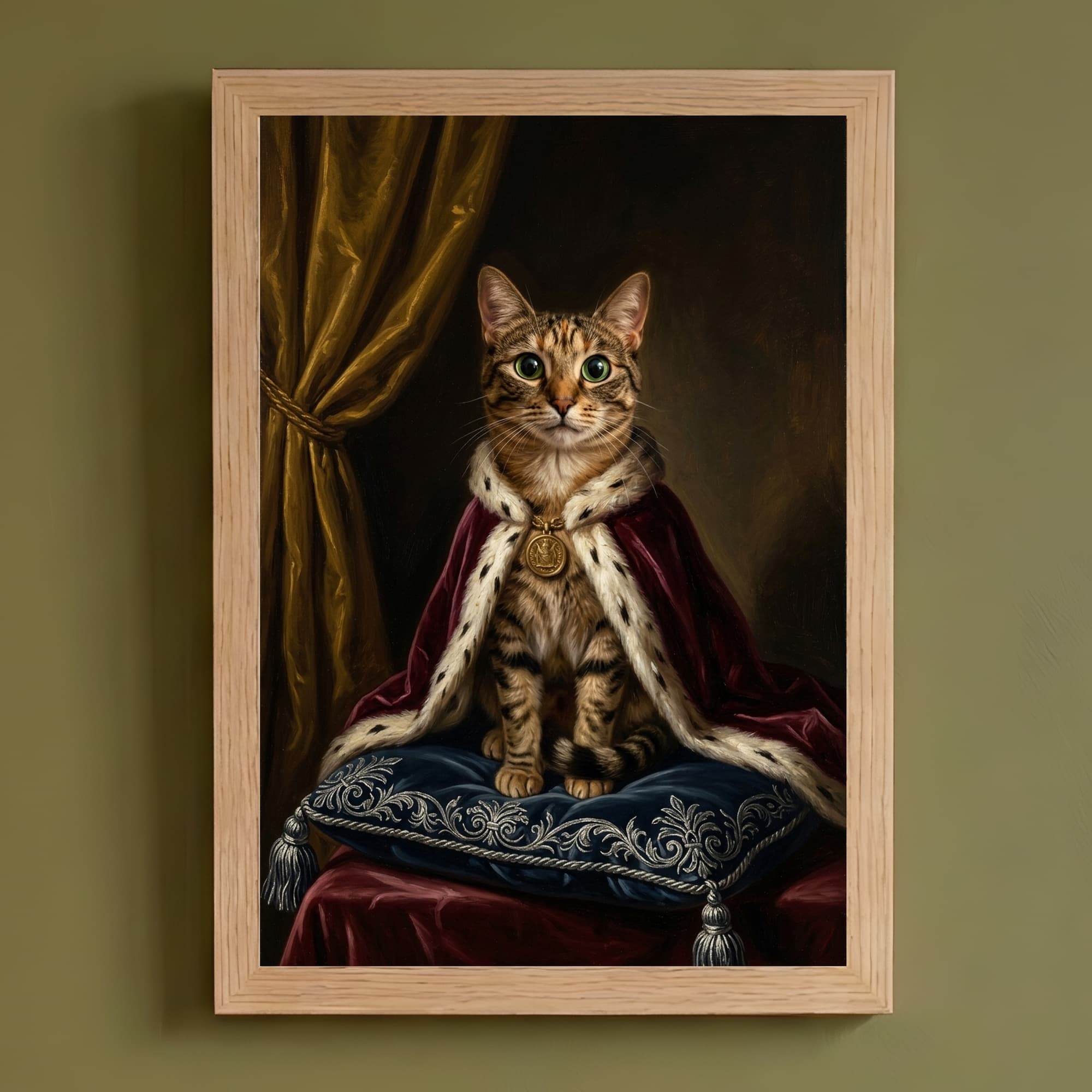 猫のルネサンス肖像画額装プリント(A4サイズ)
