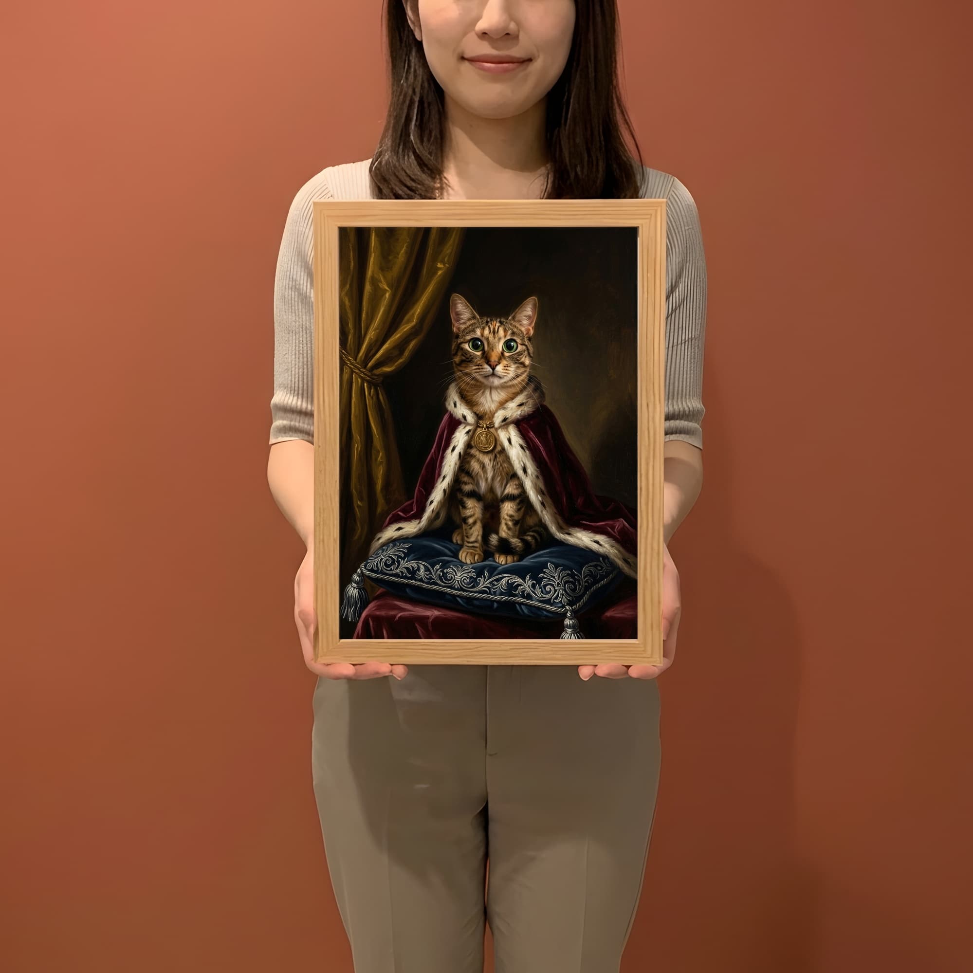 猫のルネサンス肖像画額装プリント(A4サイズ) 2