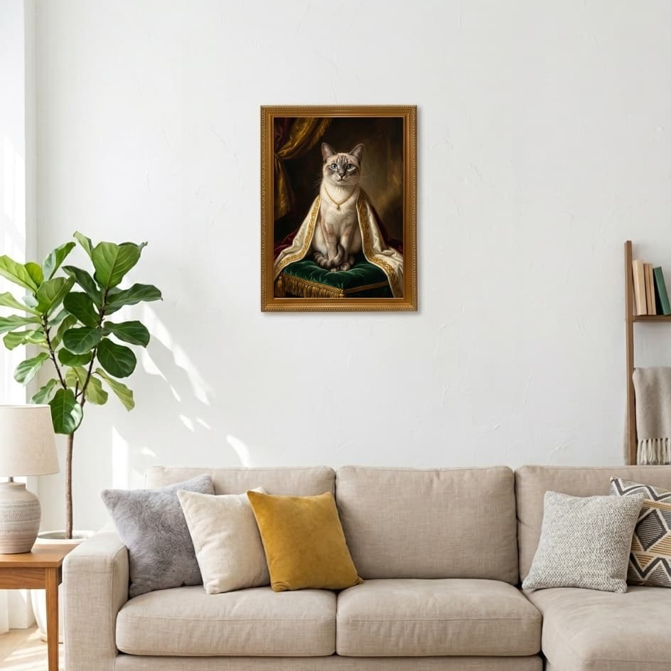 シャム猫のルネサンス肖像画額装プリント(A3サイズ) 3