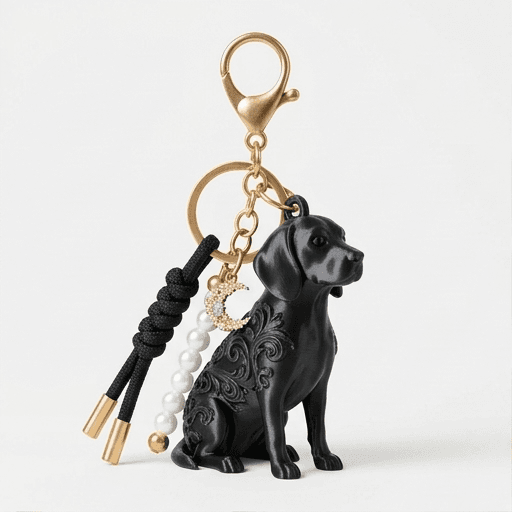 beagle Renaissance Portrait Keychain (Silky Black)