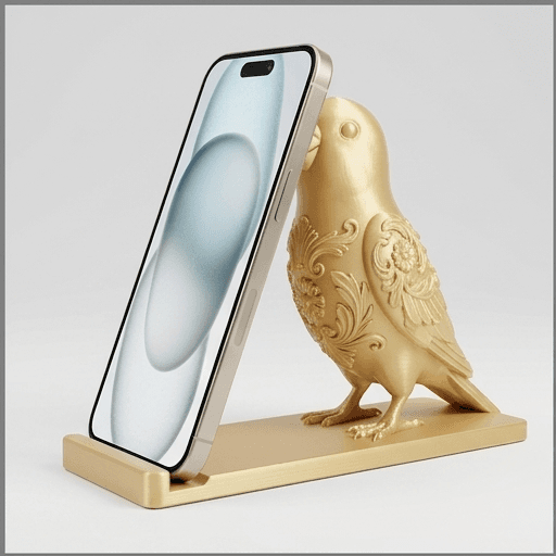 ダルマインコのルネサンス肖像画スマホスタンド(シルクゴールド)