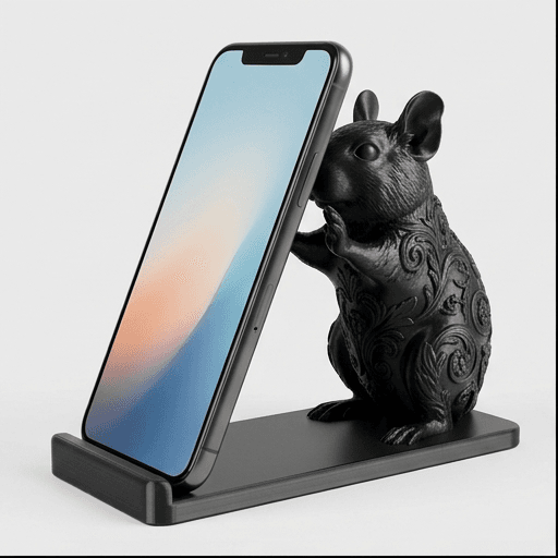Degu Renaissance Portrait Phone Stand (Silky Black)