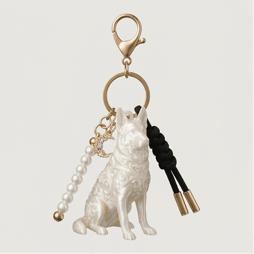 German shepherd Renaissance Portrait Keychain (Pearl White)