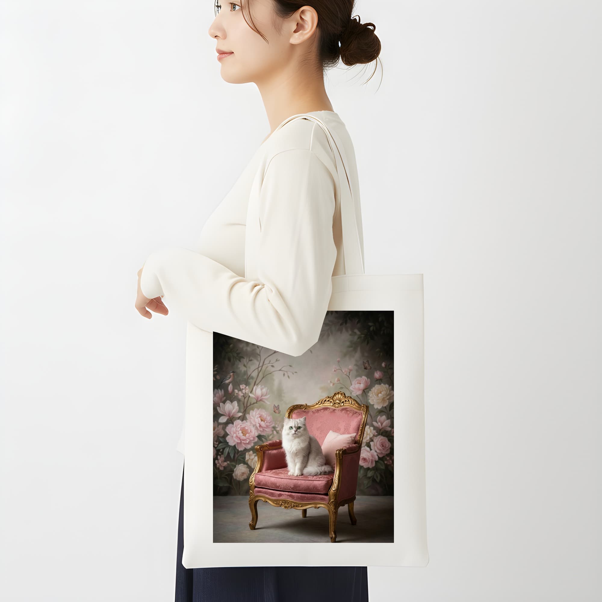 Chinchilla Persian Shabby Pink Oil-Painting Rococo Tote Bag 2