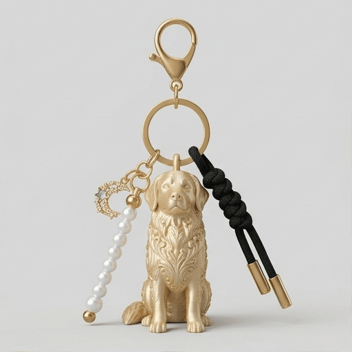 Bernese mountain dog Renaissance Portrait Keychain (Silky Gold)