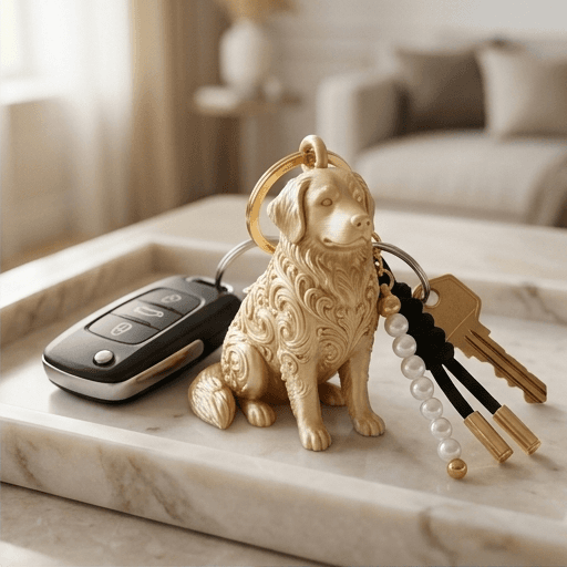 Bernese mountain dog Renaissance Portrait Keychain (Silky Gold) 2