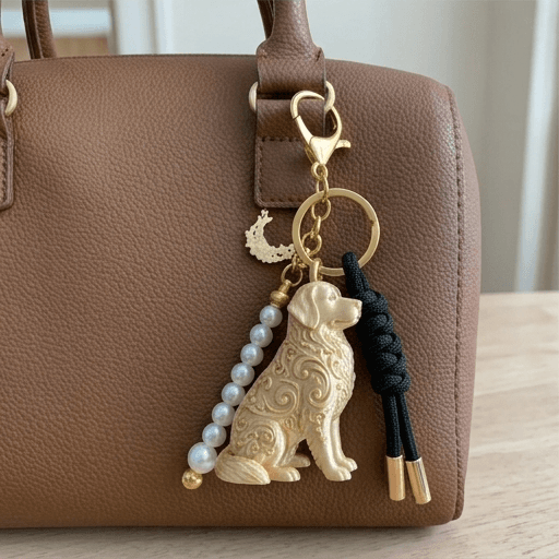 Bernese mountain dog Renaissance Portrait Keychain (Silky Gold) 3