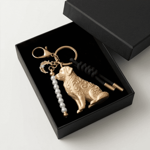 Bernese mountain dog Renaissance Portrait Keychain (Silky Gold) 4
