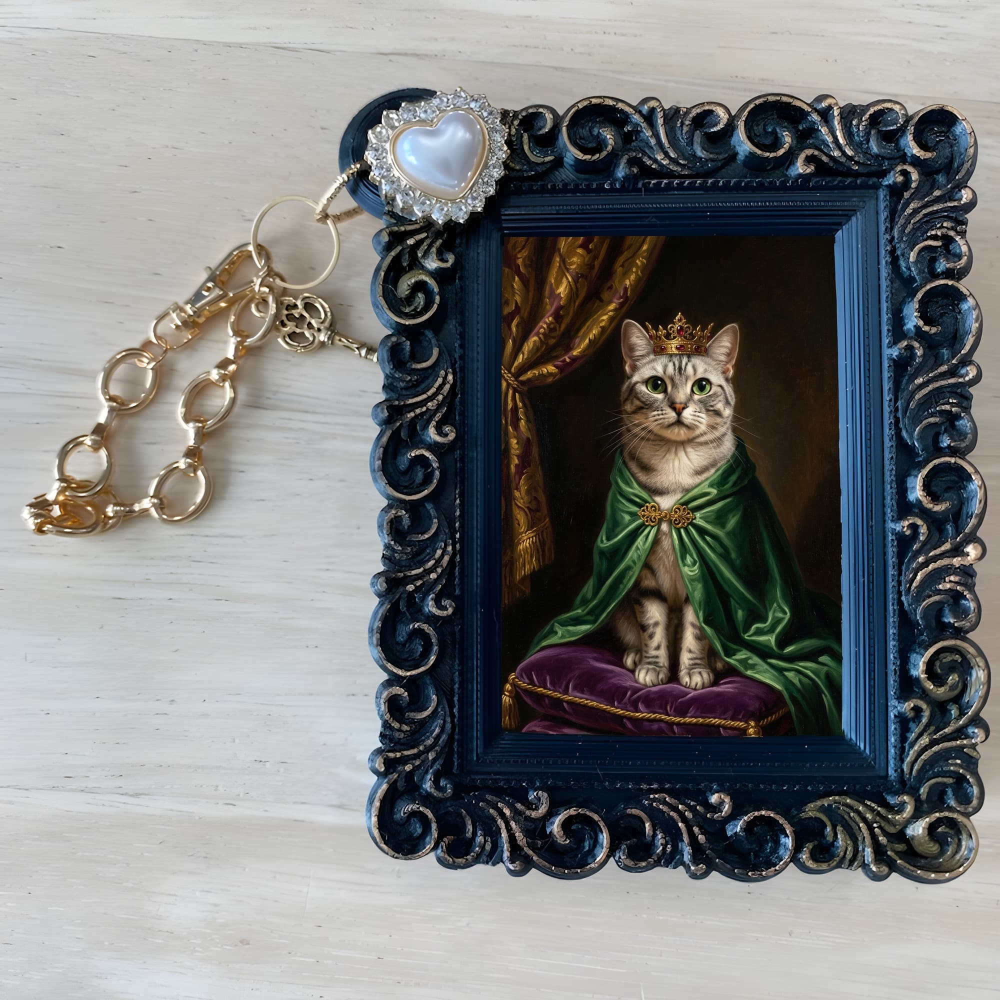 American Shorthair Renaissance Portrait Bag Charm (Black) 4