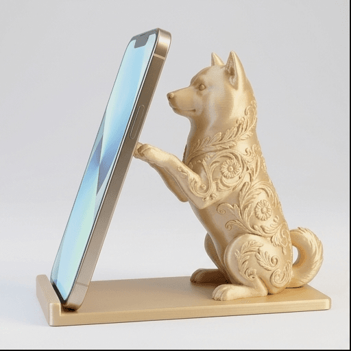 Shiba Inu Renaissance Portrait Phone Stand (Silky Gold)