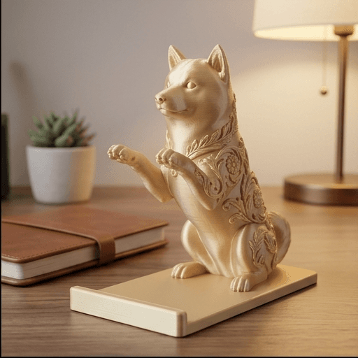 Shiba Inu Renaissance Portrait Phone Stand (Silky Gold) 2