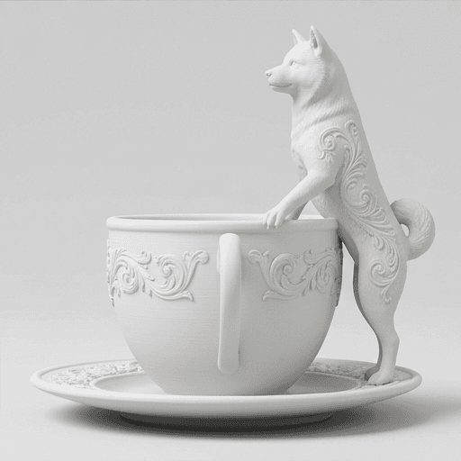 秋田犬のルネサンス肖像画アクセサリートレイ(マットホワイト) 4