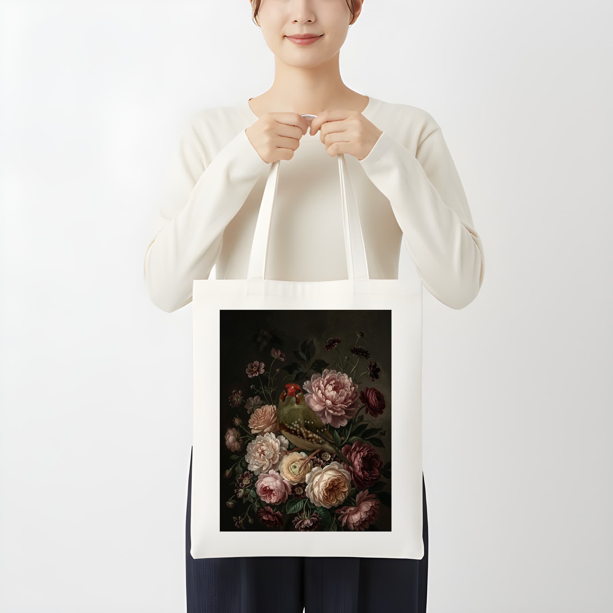 Star finch Floral Oil-Painting Floral Tote Bag 3