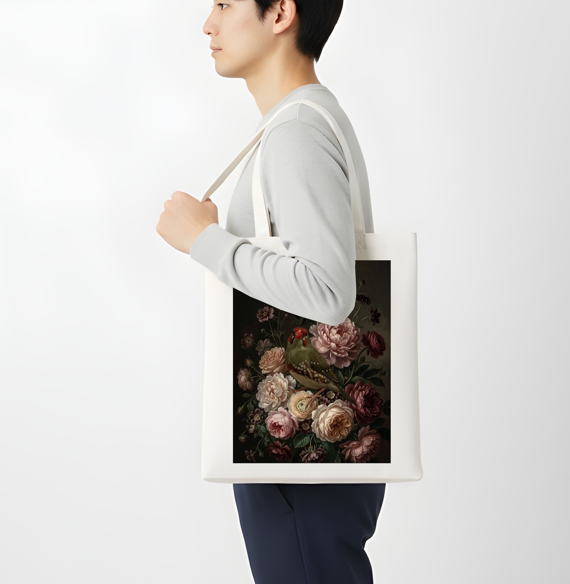 Star finch Floral Oil-Painting Floral Tote Bag 4