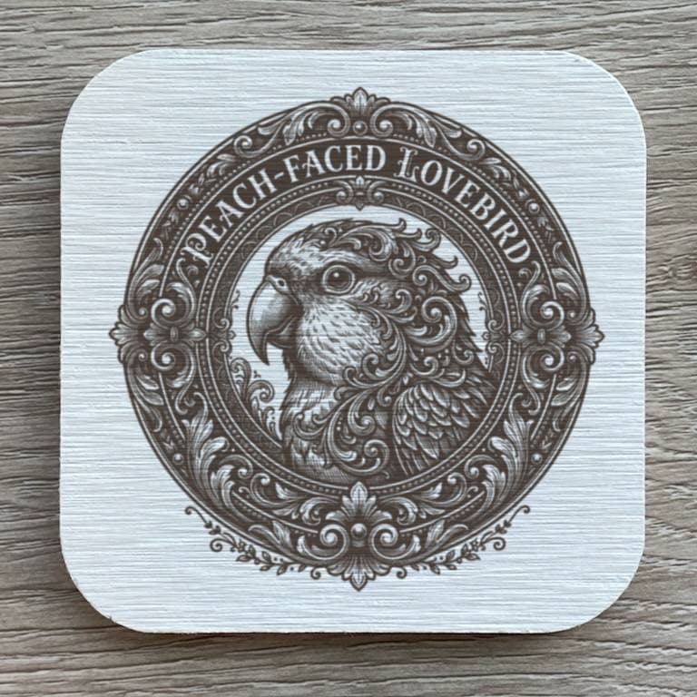 Peach-faced Lovebird Renaissance Portrait Coaster Set