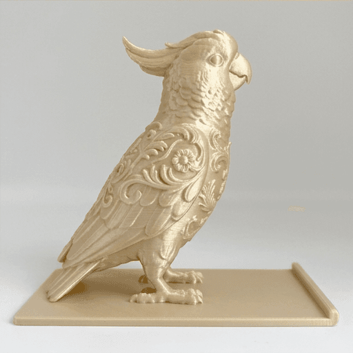 Sulphur-crested Cockatoo Renaissance Portrait Phone Stand (Silky Gold) 4