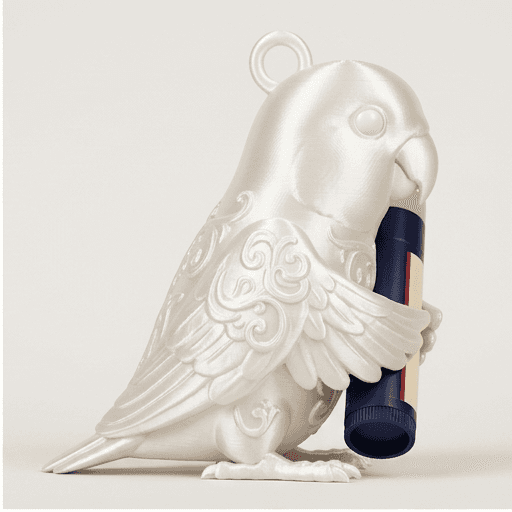 オキナインコのルネサンス肖像画リップケース(シルクホワイト) 2