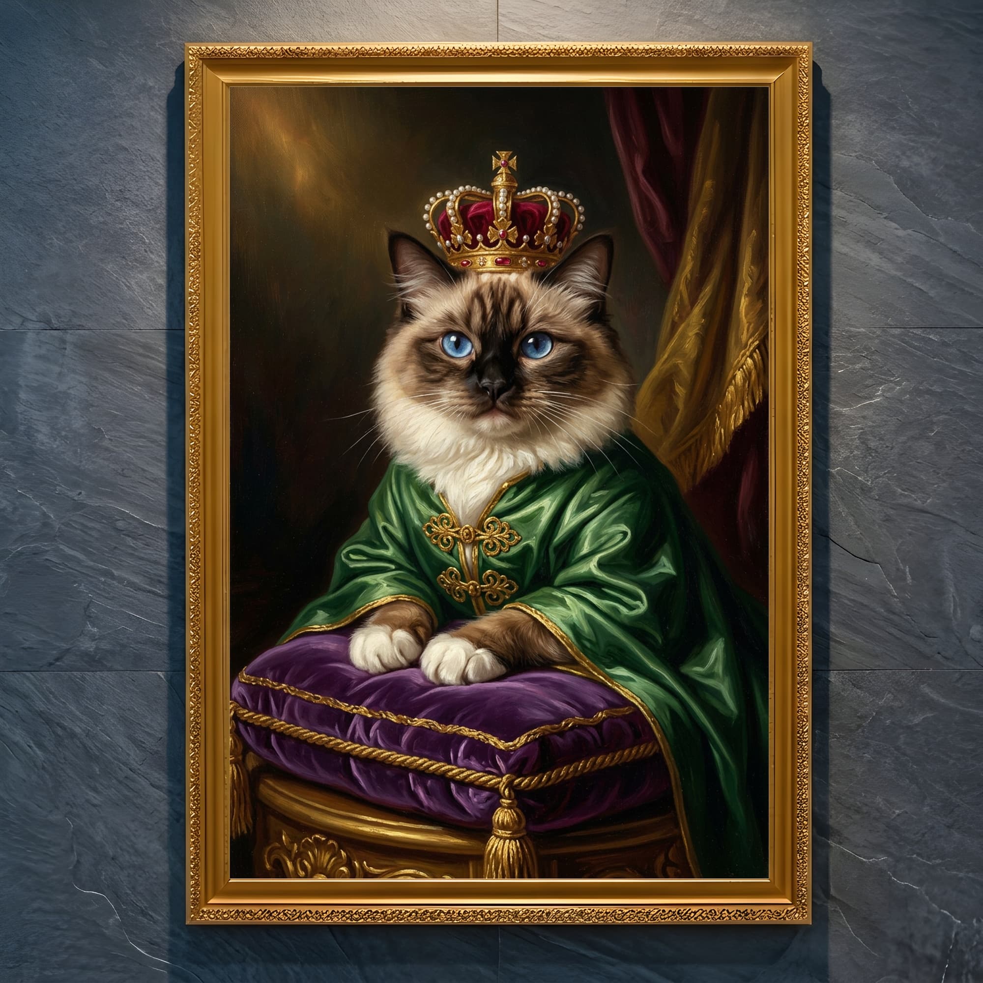 Birman Renaissance Portrait Framed Art Print (A4 Gold)