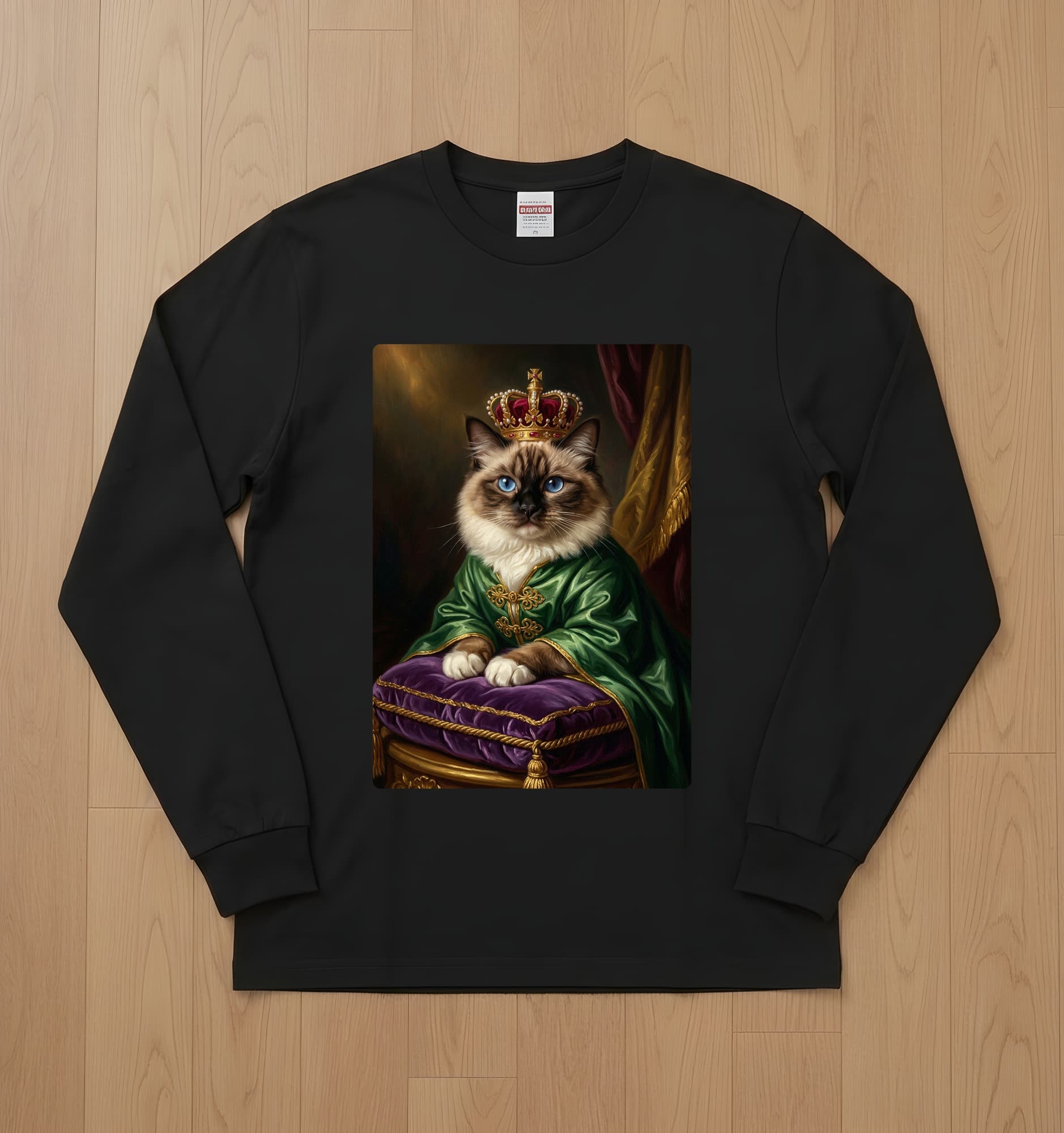 バーマンのルネサンス肖像画長袖Tシャツ(ブラック)