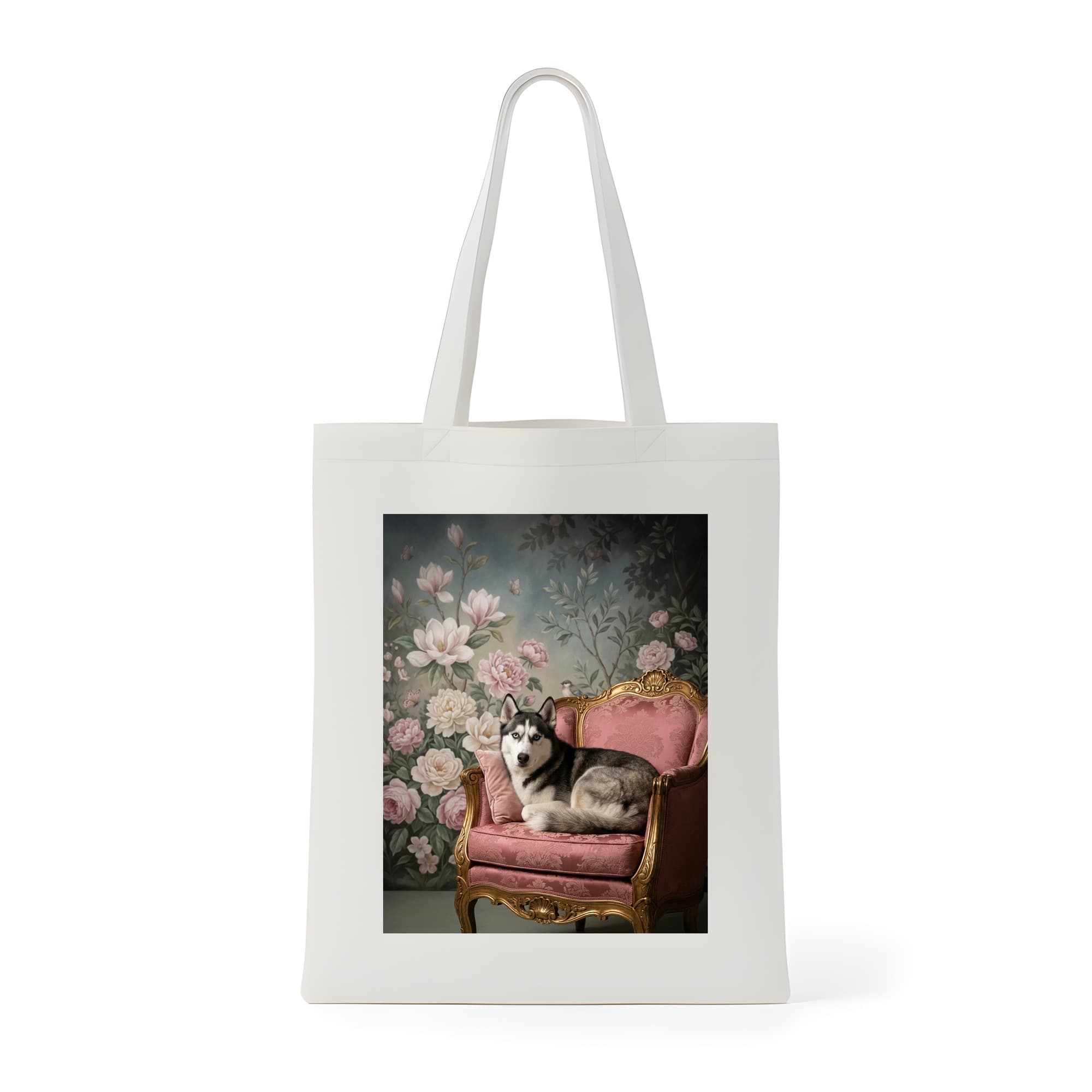 Siberian husky Shabby Pink Oil-Painting Rococo Tote Bag