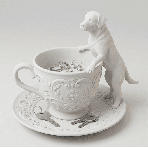 Labrador retriever Renaissance Portrait Trinket Tray (Matte White)