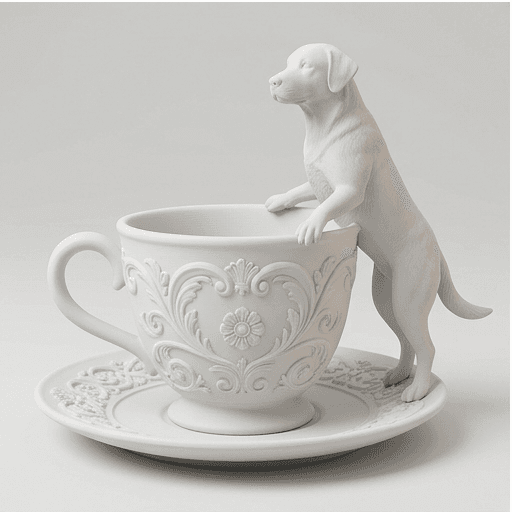 Labrador retriever Renaissance Portrait Trinket Tray (Matte White) 3