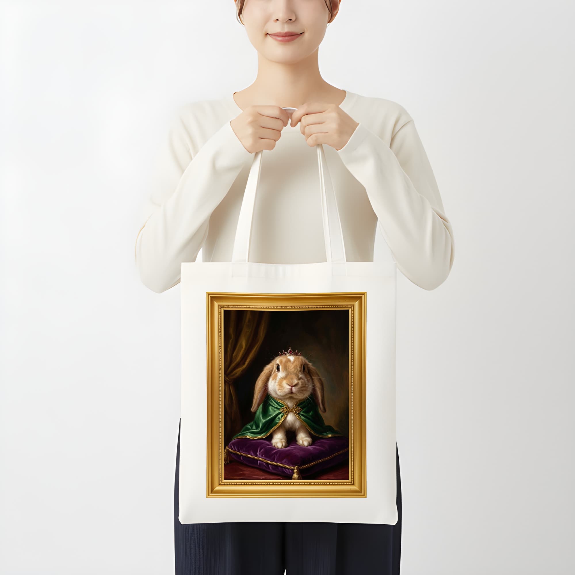 イングリッシュロップのルネサンス肖像画トートバッグ(カラープリント・額縁デザインあり) 3