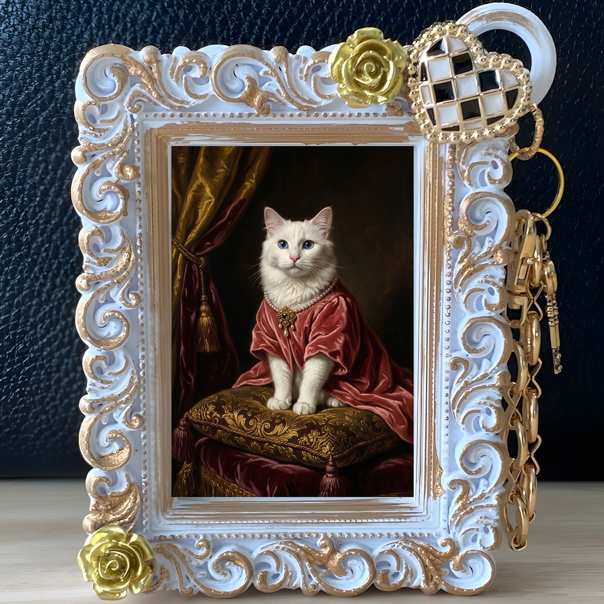 Turkish Angora Renaissance Portrait Bag Charm (White) 2