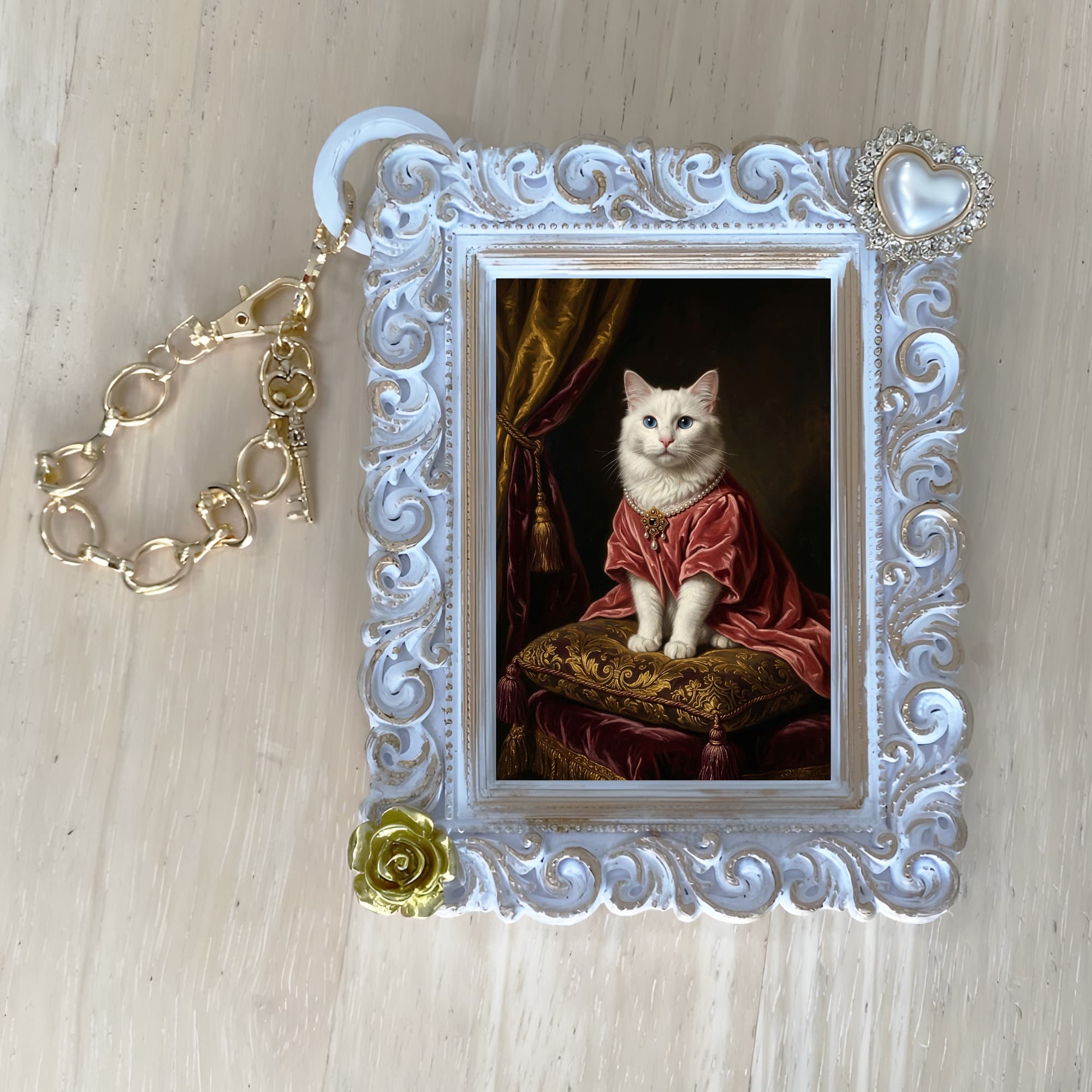 Turkish Angora Renaissance Portrait Bag Charm (White) 4