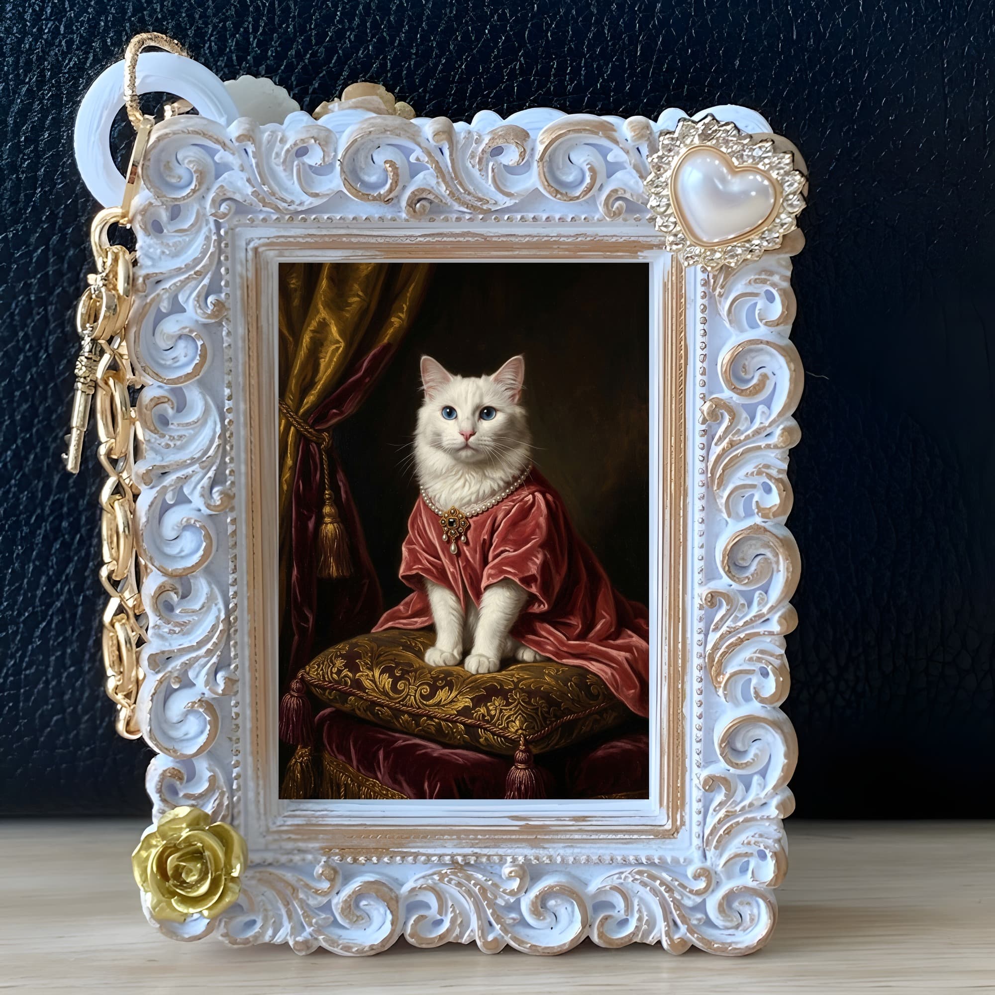 Turkish Angora Renaissance Portrait Bag Charm (White) 5