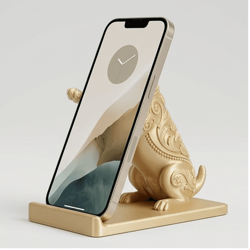 ジャックラッセルテリアのルネサンス肖像画スマホスタンド(シルクゴールド)