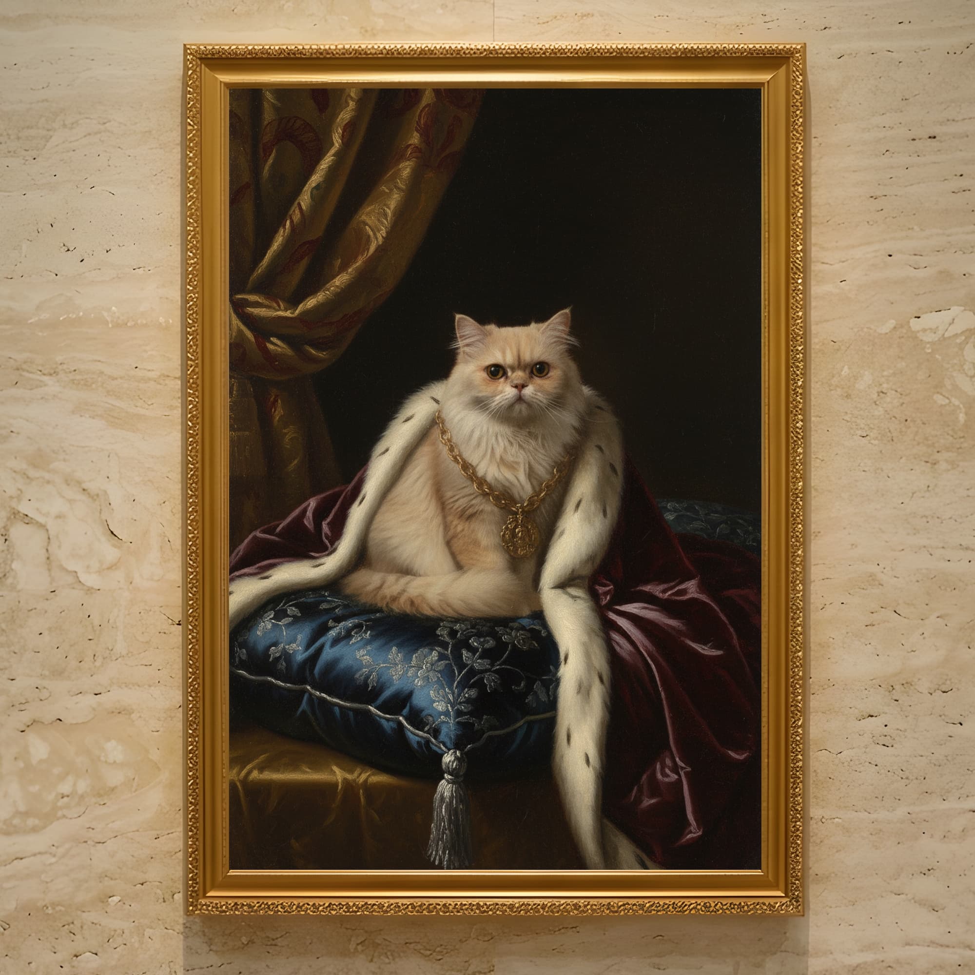 チンチラペルシャのルネサンス肖像画額装プリント(A3サイズ)