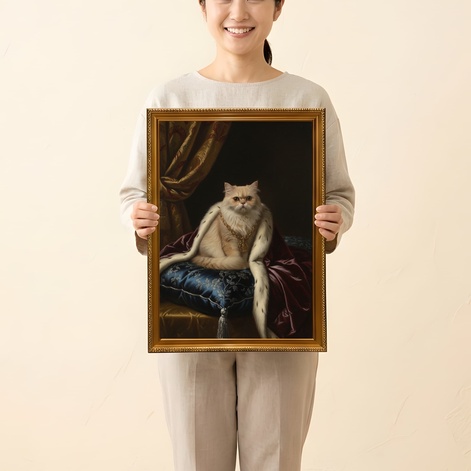 チンチラペルシャのルネサンス肖像画額装プリント(A3サイズ) 2