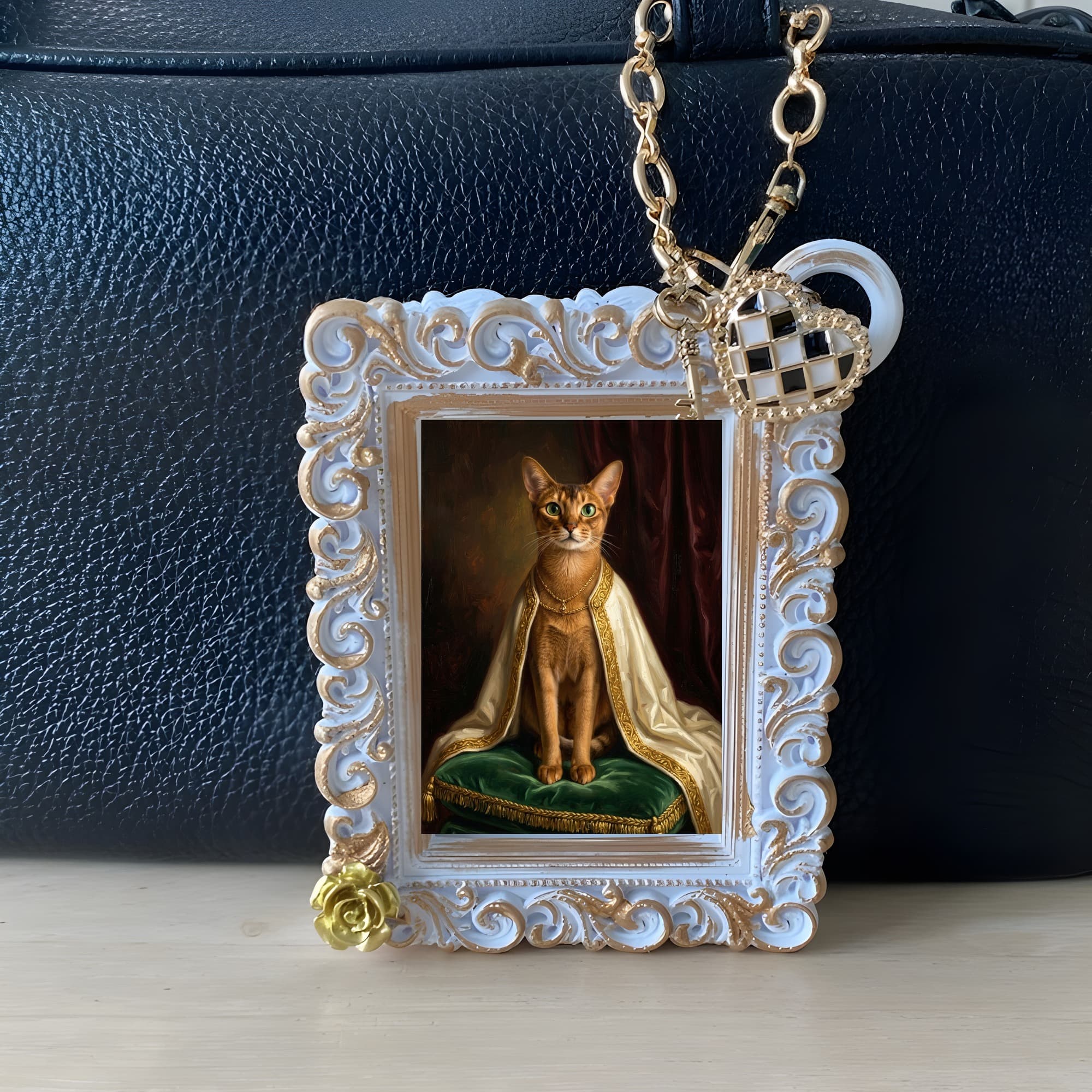 Abyssinian Renaissance Portrait Bag Charm (White) 3