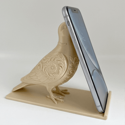 Ringneck dove Renaissance Portrait Phone Stand (Silky Gold)
