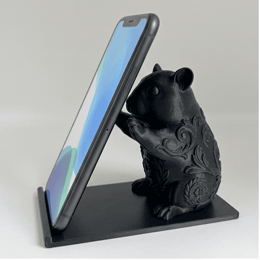 Panda hamster Renaissance Portrait Phone Stand (Silky Black)