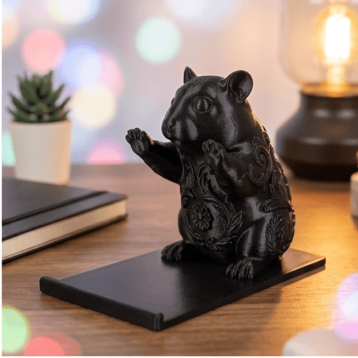Panda hamster Renaissance Portrait Phone Stand (Silky Black) 2