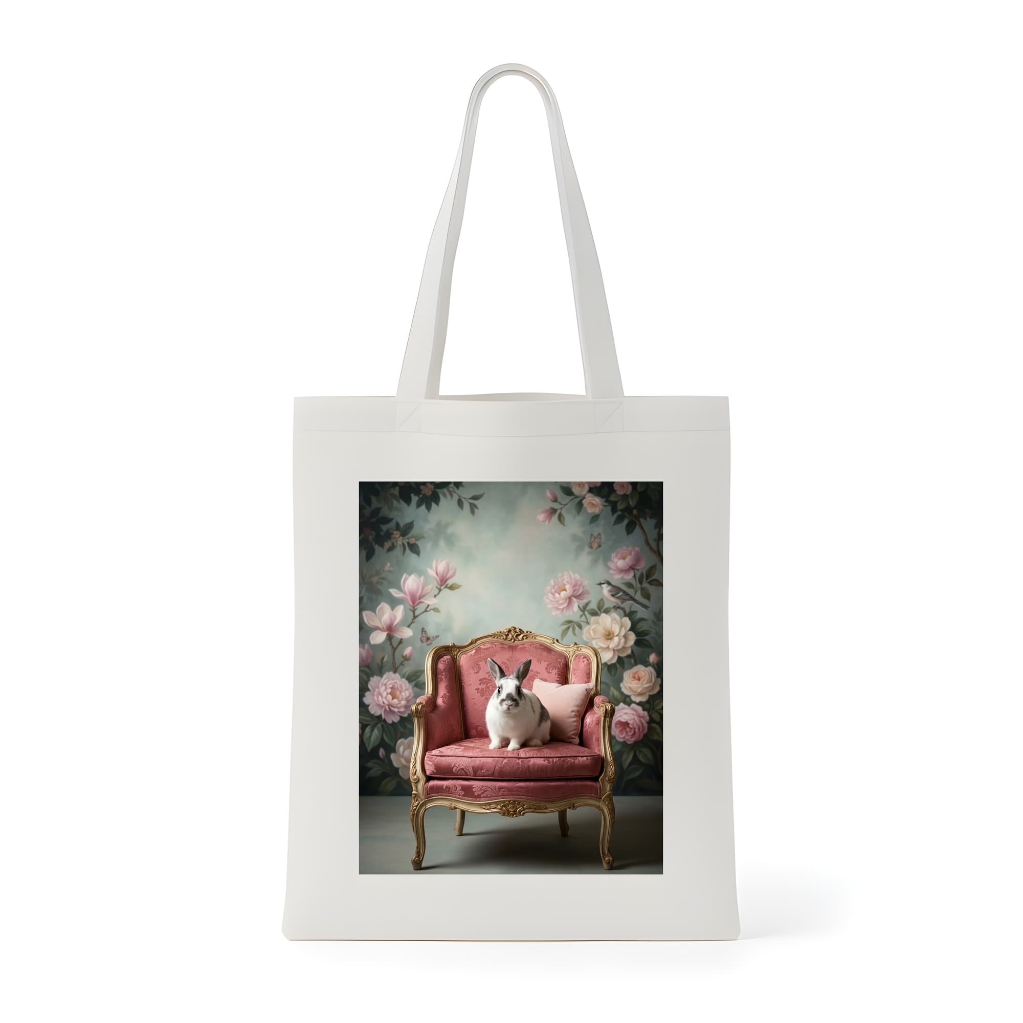 Himalayan rabbit Shabby Pink Oil-Painting Rococo Tote Bag