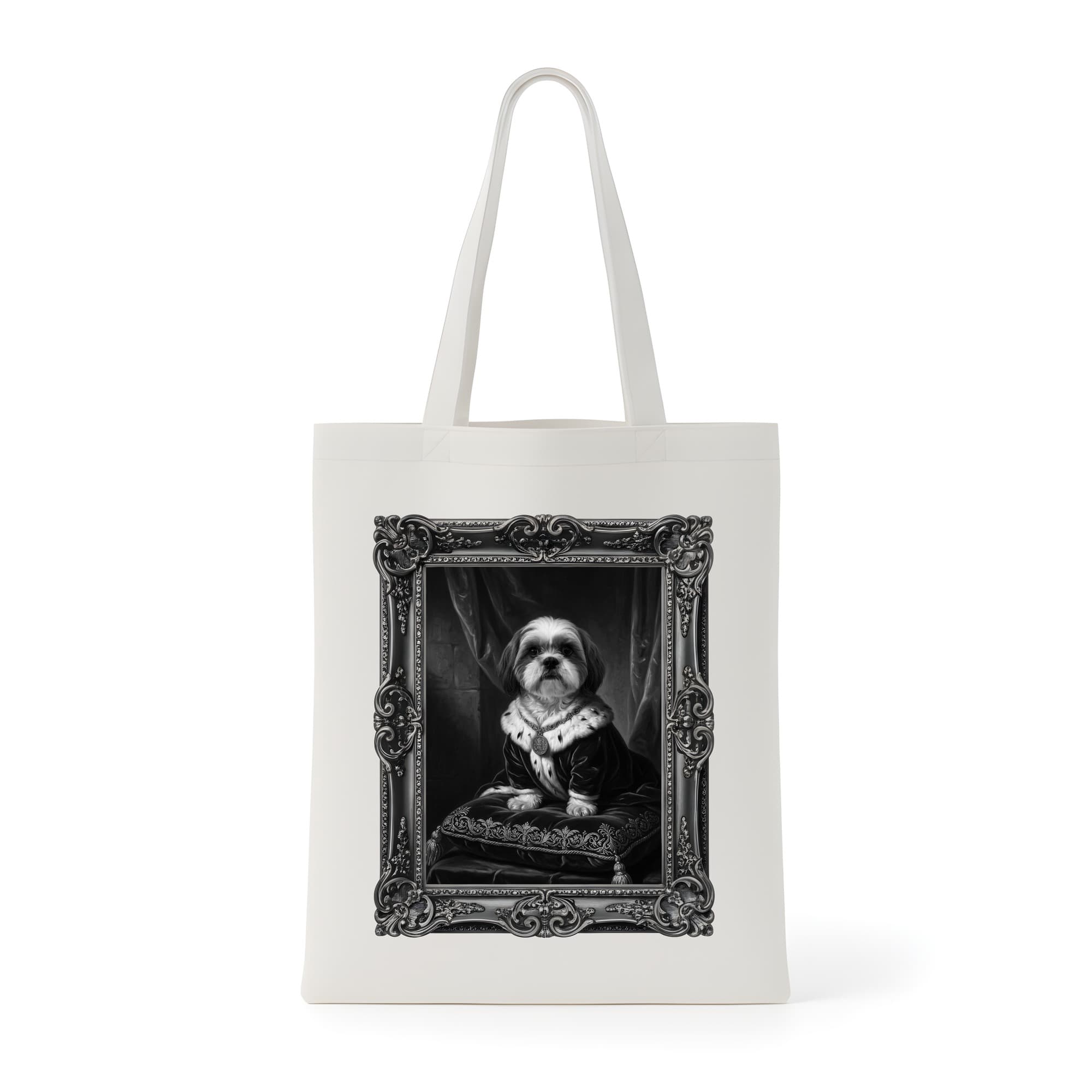 Shih Tzu Renaissance Portrait Tote Bag (Monochrome Print, Framed Design)
