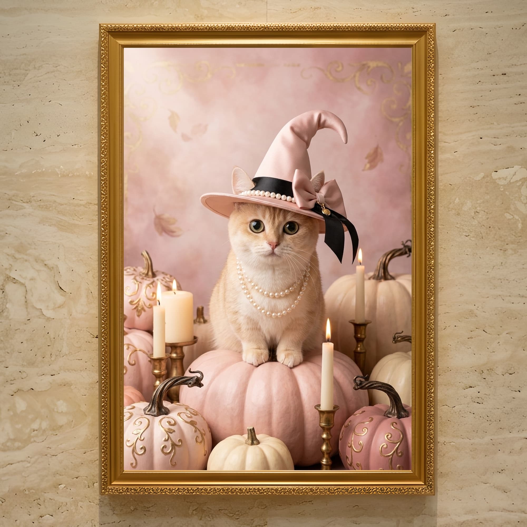 Munchkin Pumpkin & Candlelight Oil-Painting Halloween Framed Art Print (A3)