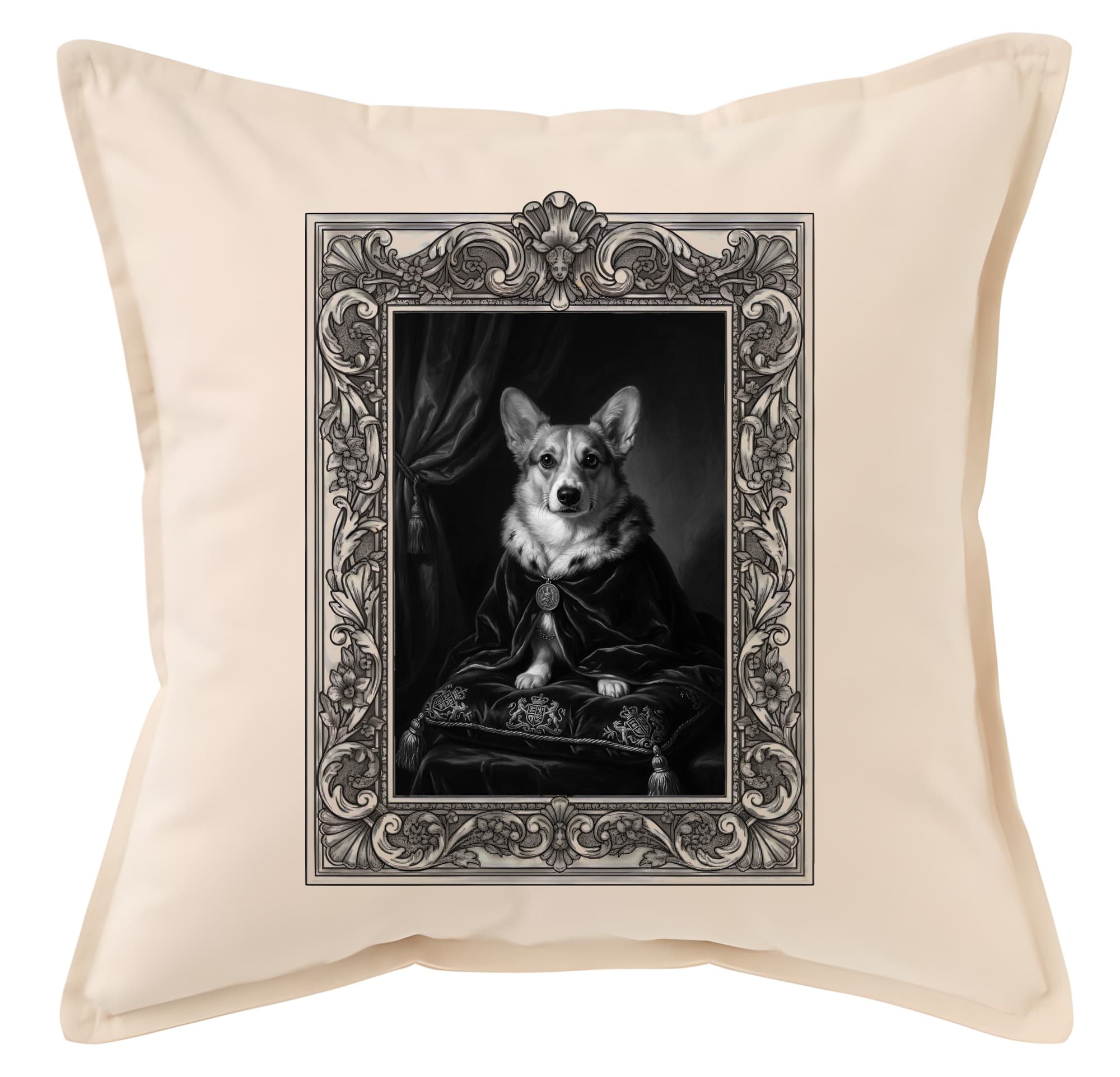 Pembroke Welsh corgi Renaissance Portrait Throw Cushion (Framed Design)