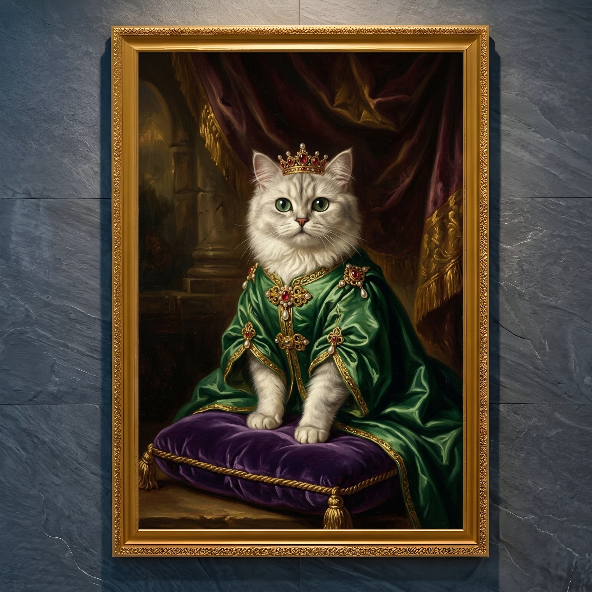 チンチラペルシャのルネサンス肖像画額装プリント(A4金縁)