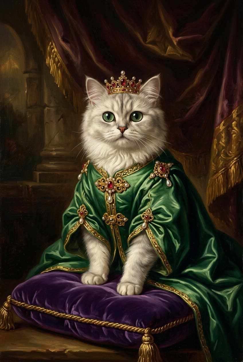 チンチラペルシャのルネサンス肖像画額装プリント(A4金縁) 4